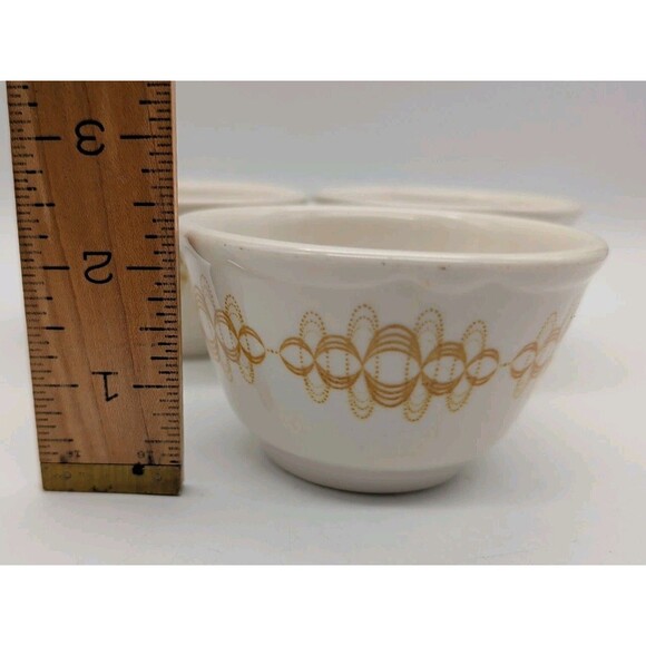 Vtg Buffalo China Mustard Loops Soup Cups Set Of 3 Restaurant Ware Replacement - Picture 2 of 5